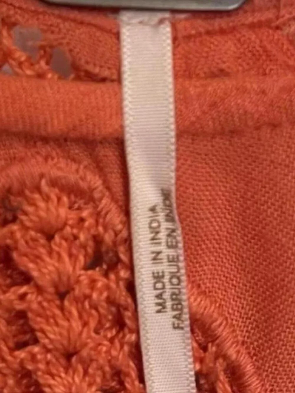 Free People orange crochet top with bell sleeves size XS